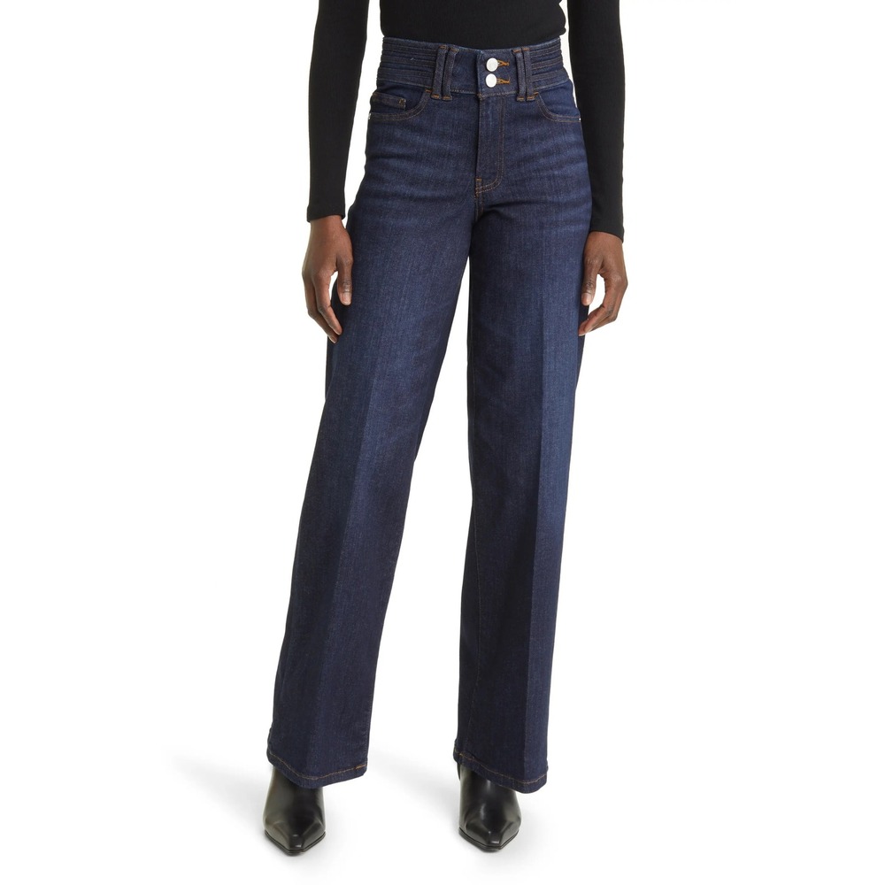 NWT FRAME Fife High Rise Wide Leg Jeans Dark Wash Indigo TBLSP291 Size 32